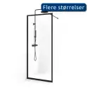 Cassøe New York brusevæg med sort ramme - 75 x 201 cm