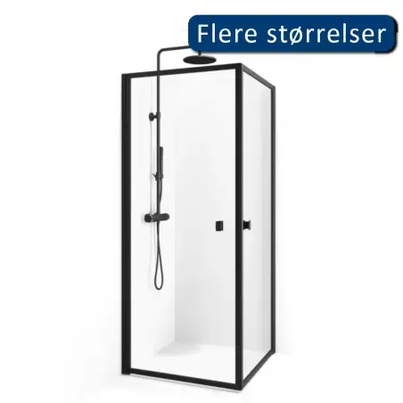 Cassøe New York hjørneløsning dør/dør 78,5 x 78,5 cm, med sort ramme