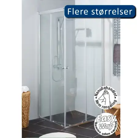 TopDesign Brusehjørne m/ skydedøre, 6mm, klar glas - 80x80x200cm