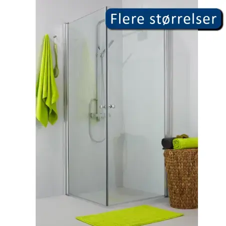 TopDesign Brusehjørne 6mm, klar glas - 80x80x200cm - komplet sæt