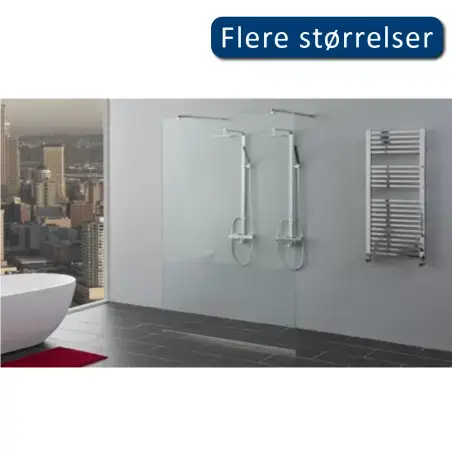 TopDesign Brusevæg 10mm, klar glas - 130x210cm - Nanobehandlet