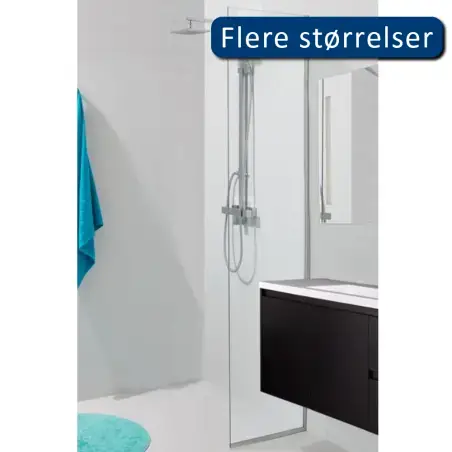 TopDesign Brusevæg 8mm, klar glas - 45x220cm - Nanobehandlet