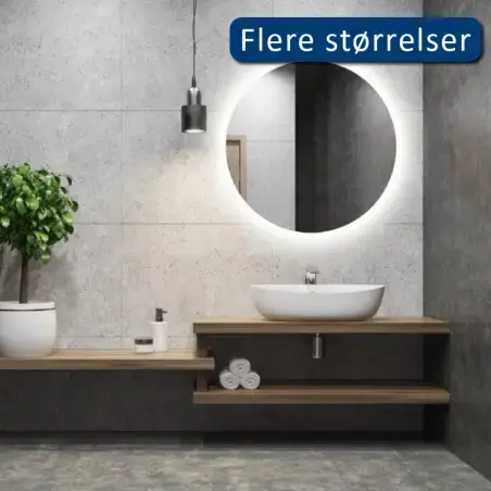 Nordic Bad Puk 1 rundt LED-spejl med varme, Ø60 cm