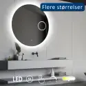 Nordic Bad Sandra 3 rundt LED-spejl, m/kosmetikspejl, Ø80 cm