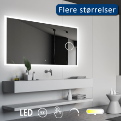 Nordic Bad Mie 3 firkantet LED-spejl, m/kosmetikspejl, 80 x 80 cm