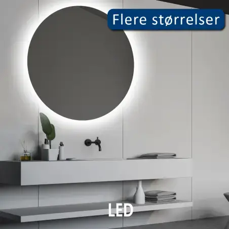 Nordic Bad Puk 1 rundt LED-spejl, Ø60 cm