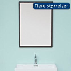 Cassøe Milano firkantet spejl med lys og sort ramme - 60 x 80 cm