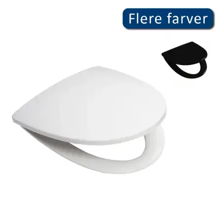 Sæde med låg til Sign i hvid plast med quick release, soft close og fast beslag