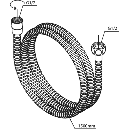 Damixa Silhouet Metal Bruseslange, 1500 mm - mat hvid