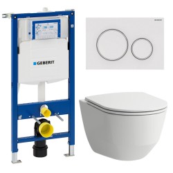 Toiletpakke Laufen Pro m/softclose sæde, Geberit Sigma cisterne, Mathvid/hvid trykplade