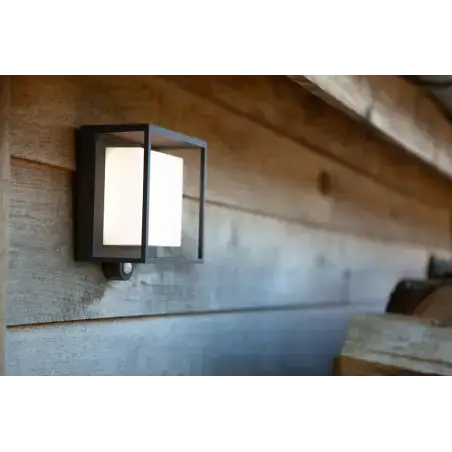 LUTEC Curtis LED væglampe, sort solcelle med sensor 3W