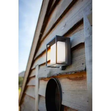 LUTEC Curtis LED væglampe, sort solcelle med sensor 3W