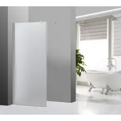 Nortiq brusevæg i frostet glas, krom profiler - 80 cm