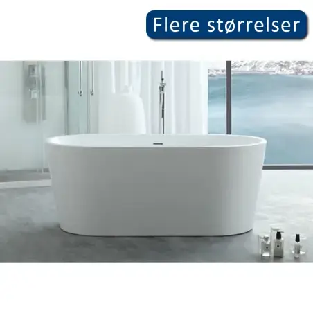 TopDesign fritstående ovalt badekar 150 X 75 cm