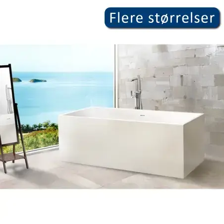 TopDesign fritstående firkantet stenbadekar 150 X 73 cm
