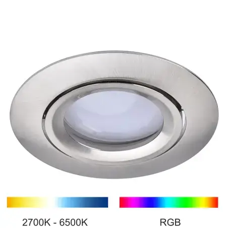 LUTEC Scop indbygningsspot, Colour and White Ambiance, Børstet nikkel