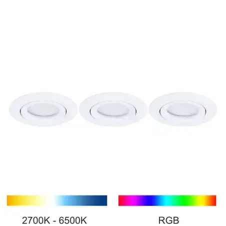 LUTEC Scop 3 stk. indbygningsspot, Colour and White Ambiance, hvid