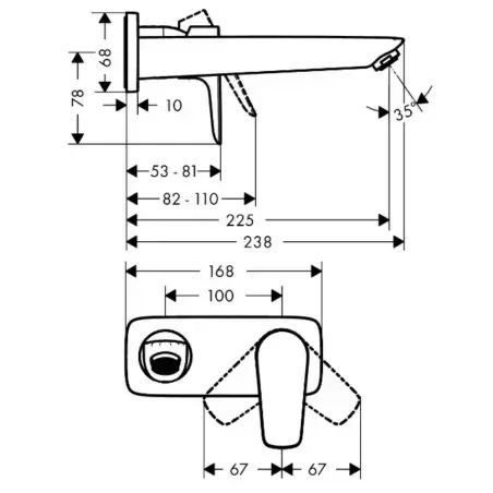 Hansgrohe Talis E indbygningsarmatur til håndvask, børstet sort krom