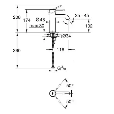 Grohe Essence Håndvaskarmatur - supersteel - small, uden bundventil