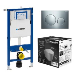 Toiletpakke m/Geberit cisterne,Duravit Me by Stack compact toilet m/sæde og krom/matkrom trykknap