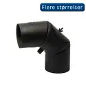130mm knæ 90øm/smig/renselem Metalbestos Sorte røgrør