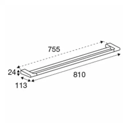 Pressalit Style, stor dobbelt Håndklædestang, 81 cm, børstet stål