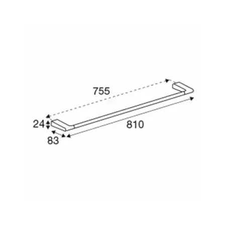 Pressalit Style, stor Håndklædestang, enkelt, 81 cm, børstet stål