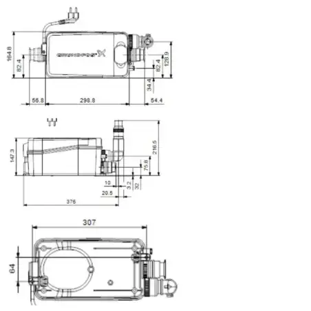 Grundfos Sololift2 D-2, afløbspumpe til håndvask, bidet og brusekabine