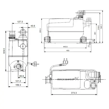 Grundfos Sololift2 C-3 afløbspumpe - brusekabine, håndvask, vaskemaskine, opvaskemaskine, badekar og køkkenvask