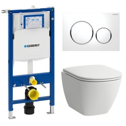 Toiletpakke Laufen Lua m/softclose sæde, Geberit Sigma cisterne, hvid/krom trykplade