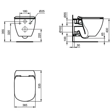 Ideal Standard Tesi Hængeskål med softclosesæde, mat sort