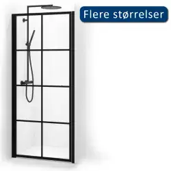 Cassøe New York nichedør, med mat sort ramme & sprosser, 82-85 x 201 cm