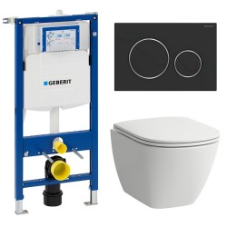 Toiletpakke Laufen Lua m/softclose sæde, Geberit Sigma cisterne, matsort/krom trykplade
