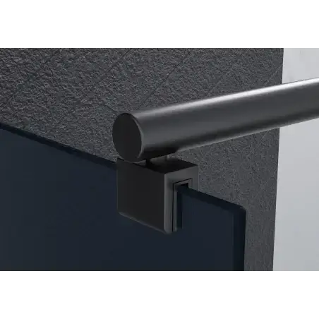 Nortiq brusevæg i røgfarvet glas, sorte profiler - 100 cm