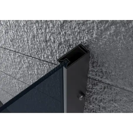 Nortiq brusevæg i røgfarvet glas, sorte profiler - 100 cm