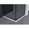 Nortiq brusehjørne med røgfarvet glas, sorte profiler - 90 x 90 cm
