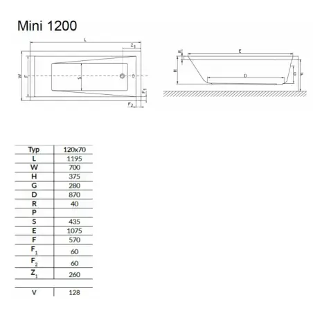 Danline Mini spabad, sølv-pakke - 120 x 70 cm