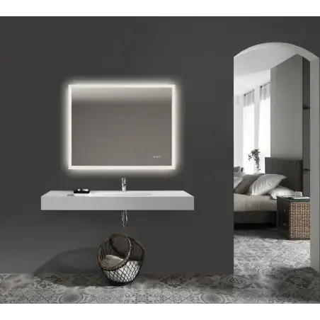 Mirall Harmony 3, LED spejl med lys, justerbar farve & lysstyrke, anti-dug, 100 x 80 cm