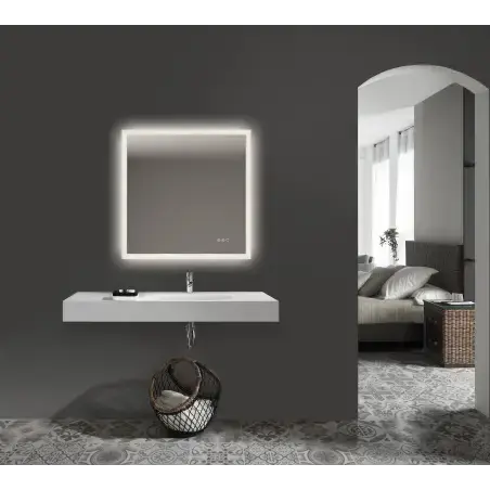 Mirall Harmony 3, LED spejl med lys, justerbar farve & lysstyrke, anti-dug, 80 x 80 cm