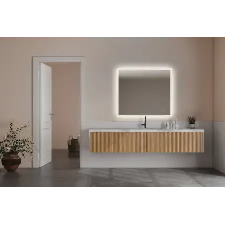 Mirall Harmony 2, LED spejl med lys, justerbar lysstyrke, anti-dug, 90 x 80 cm