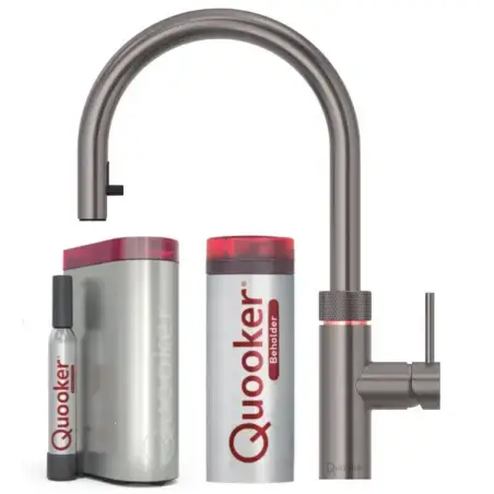 Quooker Flex gun metal 5 i 1, inkl. Pro3 beholder & Cube køler