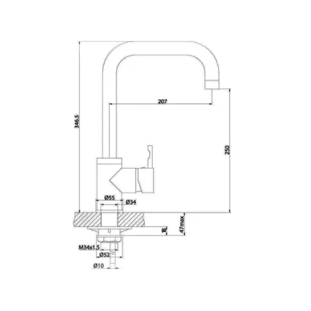 inkl. montering, Vivaldi blyfri køkkenarmatur - mat sort - U-tud