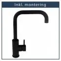 inkl. montering, Vivaldi blyfri køkkenarmatur - mat sort - U-tud