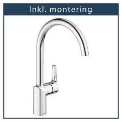 Inkl. montering, Damixa Core køkkenarmatur i krom