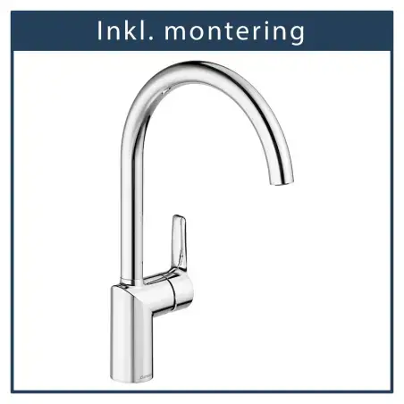 Inkl. montering, Damixa Core køkkenarmatur i krom