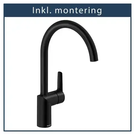 Inkl. montering, Damixa Core køkkenarmatur i mat sort