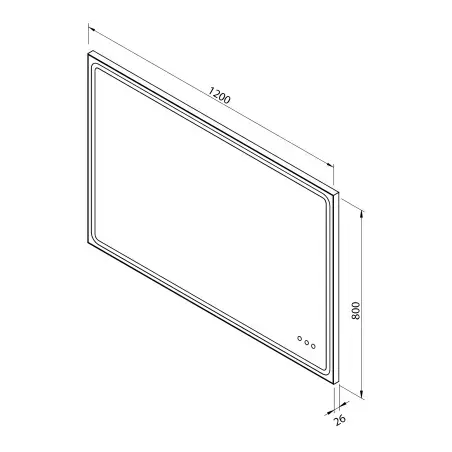 Mirall Shining 3, LED spejl med lys og sort ramme, justerbar lysstyrke, 120 x 80 cm