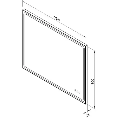 Mirall Shining 3, LED spejl med lys og sort ramme, justerbar lysstyrke, 100 x 80 cm