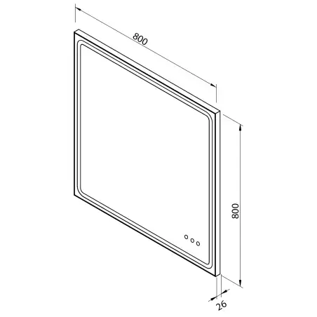 Mirall Shining 3, LED spejl med lys og sort ramme, justerbar lysstyrke, 80 x 80 cm