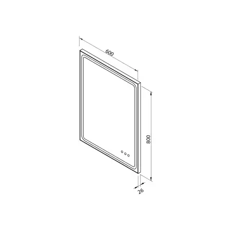 Mirall Shining 3, LED spejl med lys og sort ramme, justerbar lysstyrke, 60 x 80 cm